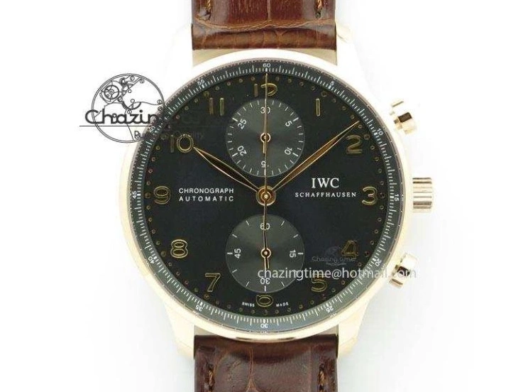 MIROTIME 0427 Sustainable Portuguese IW5444 SS White Dial RG Numbers On Brown Leather Strap A 7256